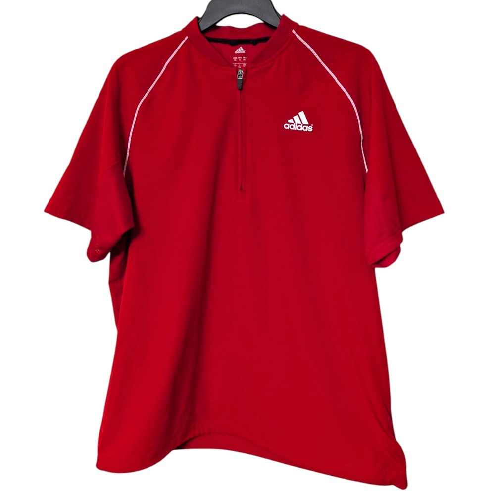 Adidas Kids XL‎ Red Quarter Zip Short Sleeve Athletic Performance Shirt Top